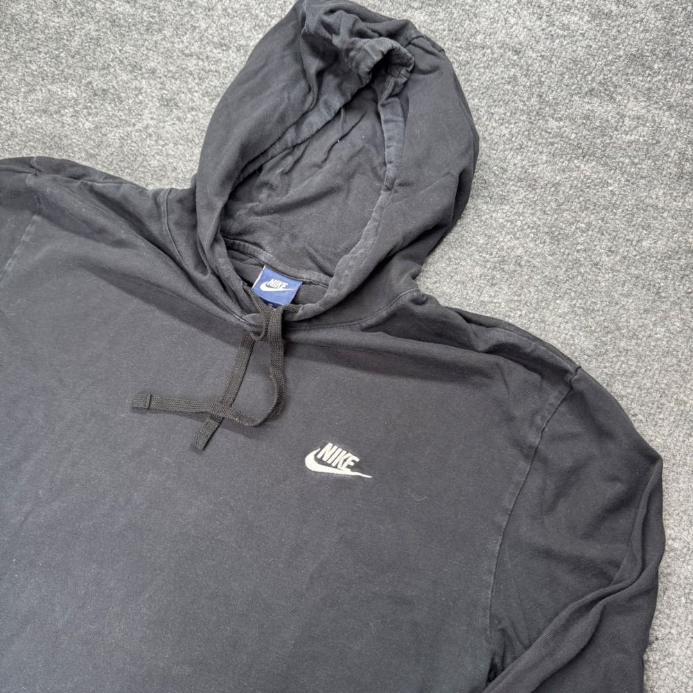 Nike Hoodie Men XL Y2K Streetwear Embroidered Logo 807249-010 Regular Black L/S